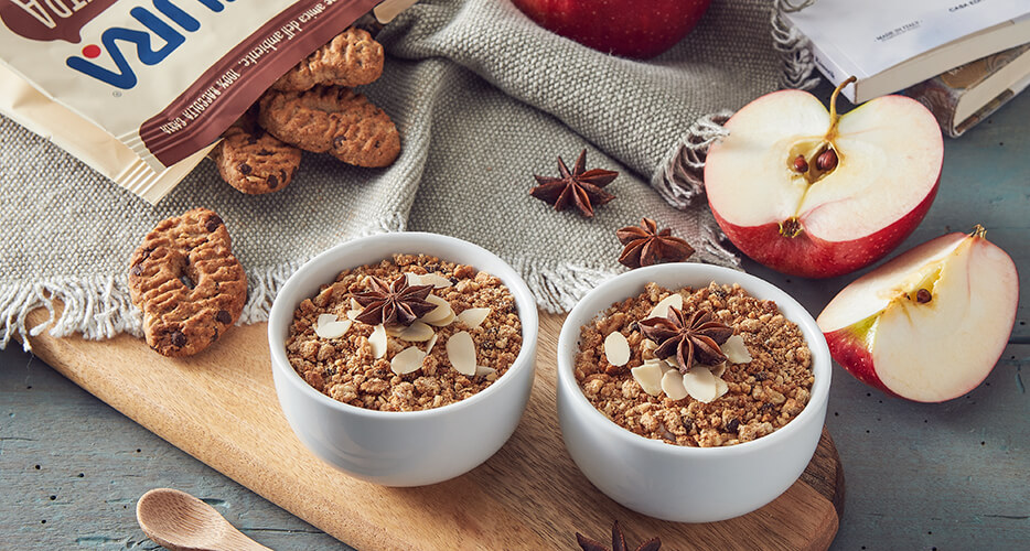 Crumble goloso con biscotti muesli Fibrextra