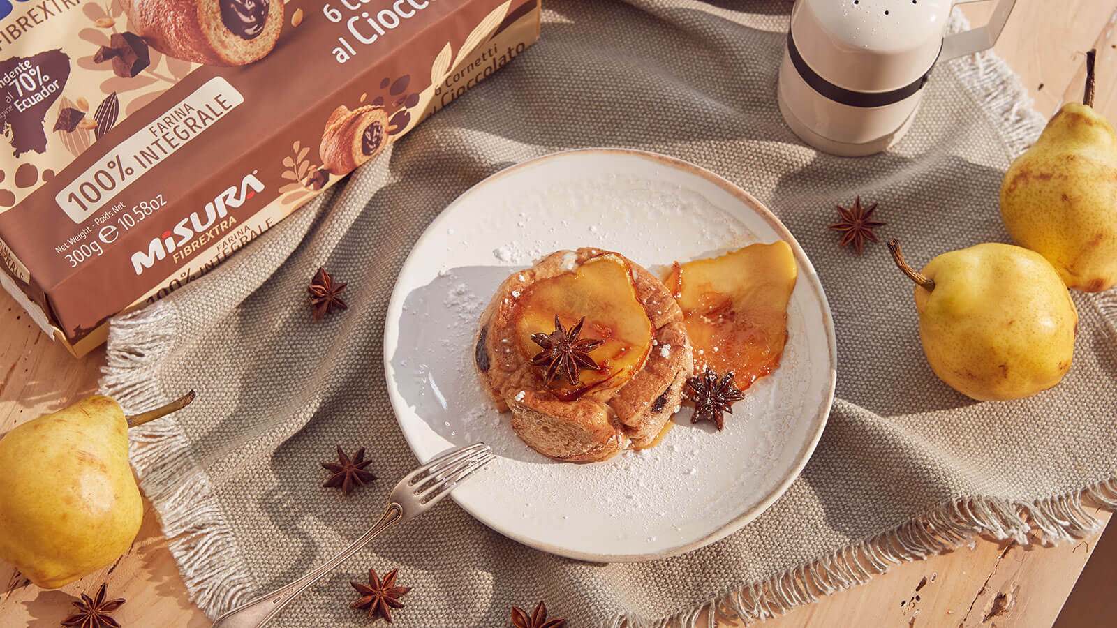 Zuccotto alle Pere con Cornetti Fibrextra al Cioccolato