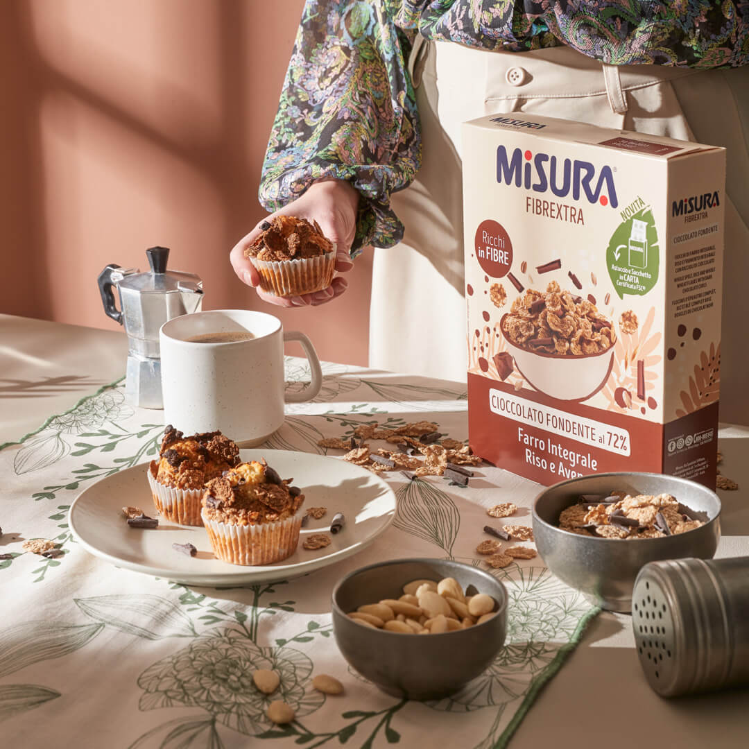 Tortine di cereali con Fiocchi di frumento integrale, riso, avena e cioccolato Fibrextra