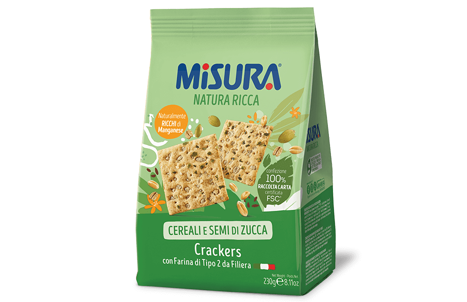 Crackers ai Cereali,<br>Semi di Zucca e<br>Fiocchi di Avena