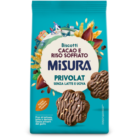 Immagine del packaging dei Biscotti Cacao e riso soffiato Misura della linea Privolat