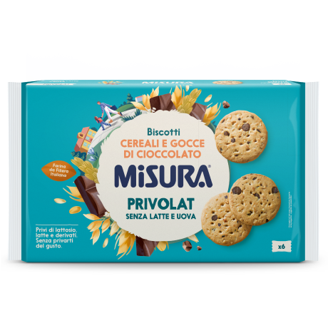 Immagine del packaging del biscotti cereali e gocce di cioccolato Misura della Linea Privolat