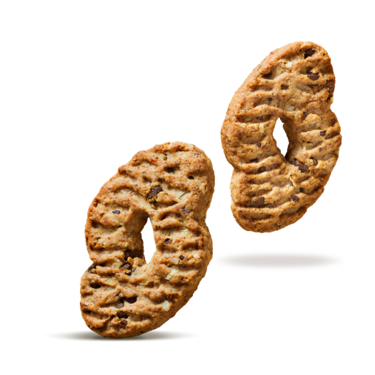 Immagine dei Biscotti integrali cereali muesli, cioccolato e frutta Misura, della linea Fibrextra