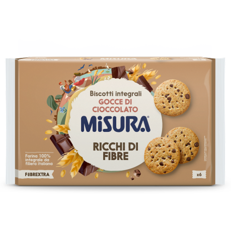 Immagine del prodotto Biscotti integrali gocce di cioccolato Misura, della linea Fibrextra