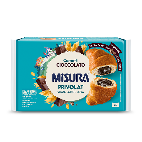 Immagine del packaging Immagine del prodotto Cornetti Cacao Misura della linea Privolat
