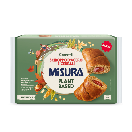 Immagine del Packaging dei Cornetti sciroppo d'acero e cereali Misura, della linea Naturicca