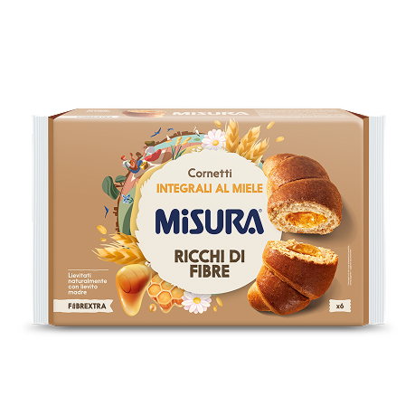 Immagine di un pacco di cornetti integrali al miele - Misura - Linea Fibrextra