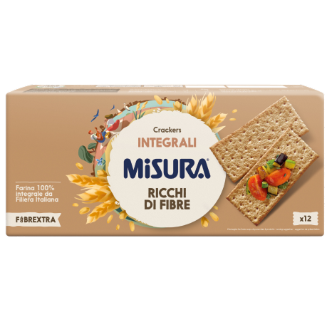 Immagine di un pacco di Crackers integrali Misura - Linea Fibrextra