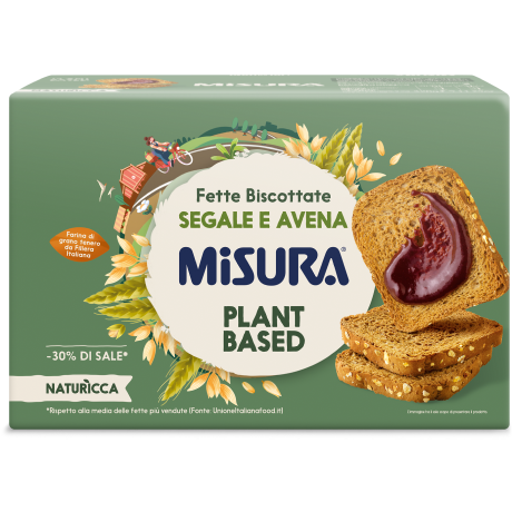 Immagine del packaging Fette Biscottate Segale e Avena Misura, della linea Naturicca