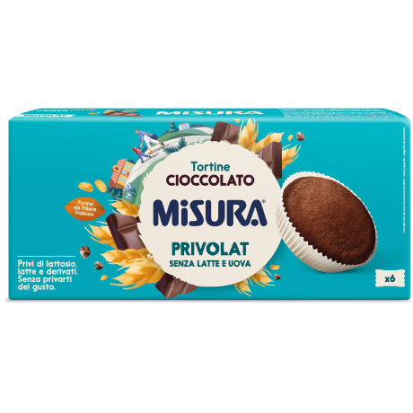 Immagine del packaging delle tortine al cioccolato Misura della linea Privolat